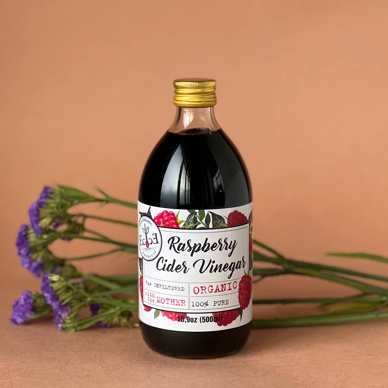 Малиновый органический нефильтрованный уксус, Ecoce, 500 мл