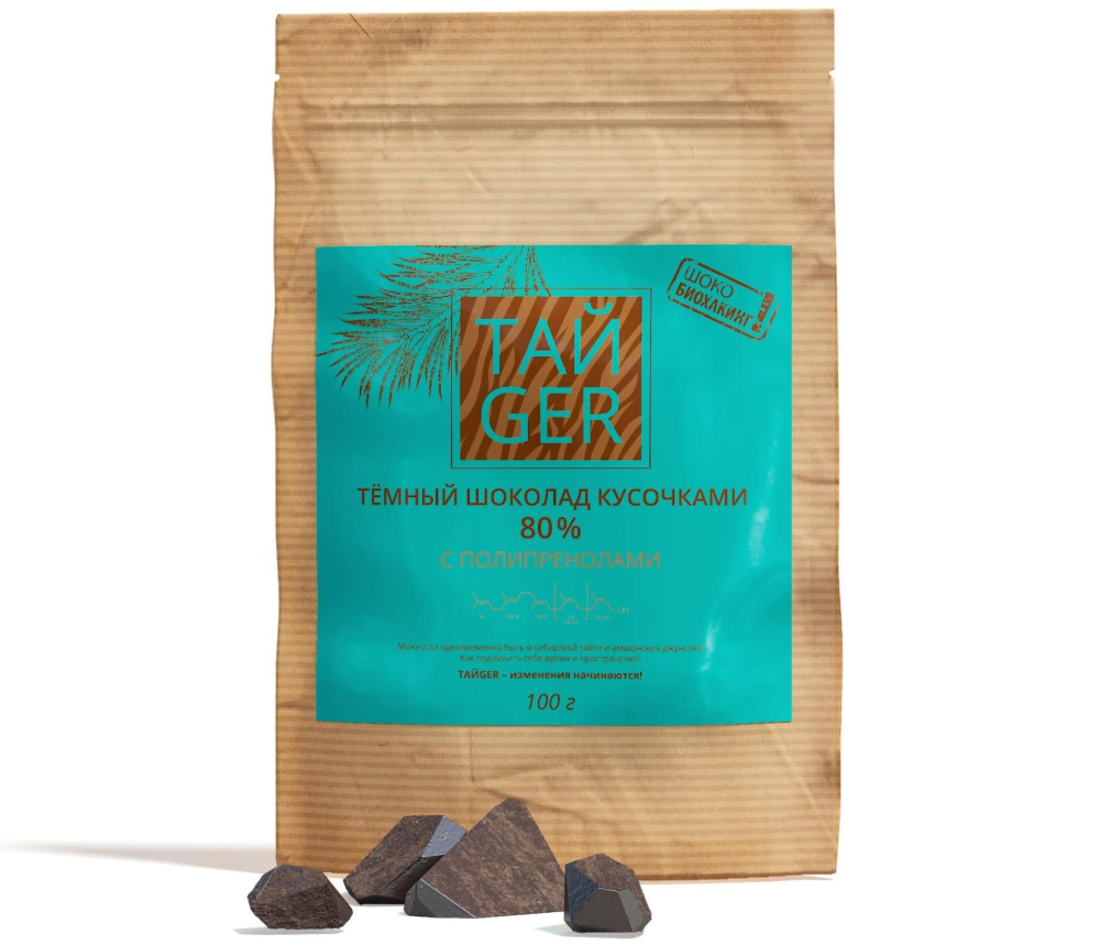 Шоколад ТАЙGER c полипренолами, без сахара, 100 г / 50 мг