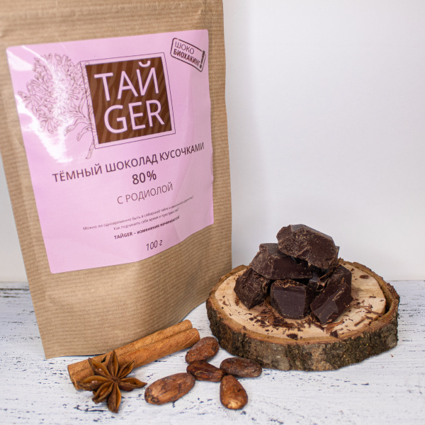 Шоколад ТАЙGER с родиолой, без сахара, 100 г / 500 мг