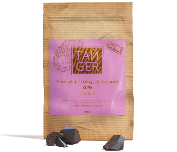 Шоколад ТАЙGER с рейши, без сахара, 100 г / 500 мг