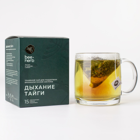 Травяной чай для поддержки бронхолёгочной системы «Дыхание тайги», Beeherb, 15 пакетиков, 60 г