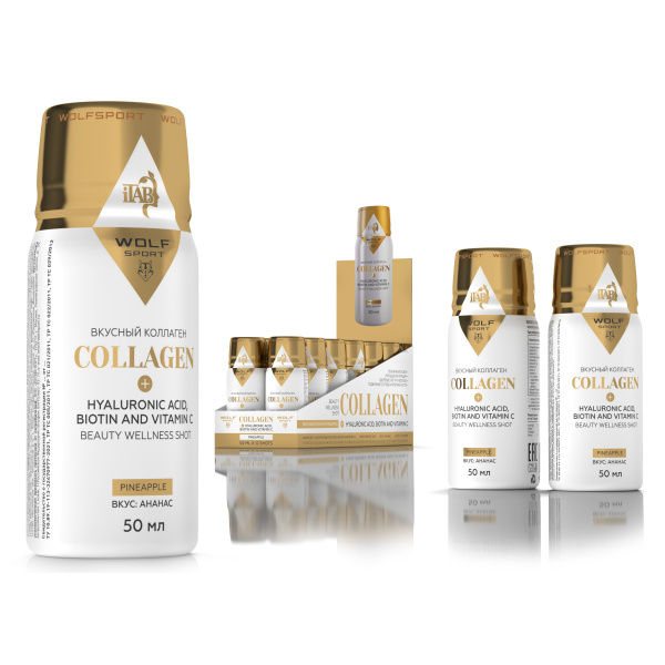 Коллаген с гиалуроновой кислотой, биотином и витамином C со вкусом ананаса / 12 шт